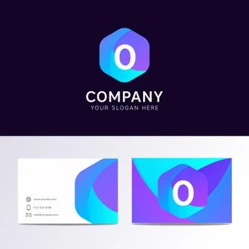Abstract flat O letter logo iconic sign with company business card vector d.. Stock Illustration