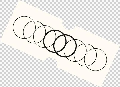 Abstract flat panel is showing overlapping black rings on beige ticket stub, Stock Illustration