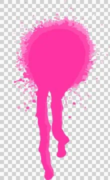 Abstract flat pink paint splatter is floating on transparent background with 库存插图