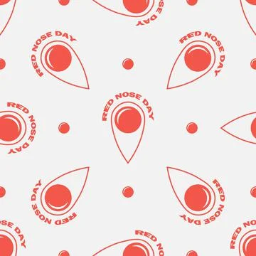 Abstract Flat seamless pattern of red nose day Stock Illustration