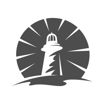 Abstract flat style Beacon Lighthouse logo vector design illustrations Stock Illustration