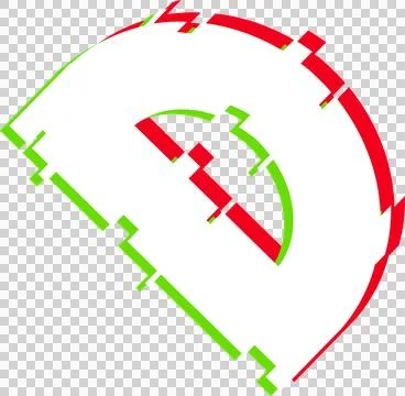 Abstract flat-style semicircle is floating on transparent backdrop with glitch Illustrazione stock