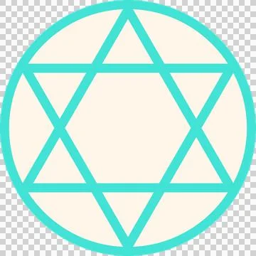 Abstract flat symbol is displaying hexagon surrounded by six triangles with Stock Illustration