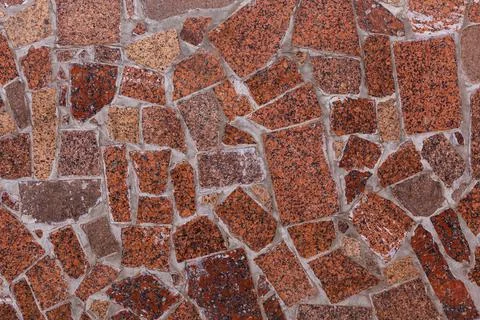 Abstract flat texture and background of red granite pieces mosaic 库存照片