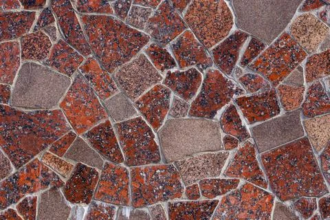 Abstract flat texture and background of red granite pieces mosaic Stock Photos