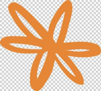 Abstract flat vector displaying five linked orange loops forming star shape on Stock Illustration