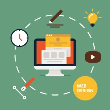 Abstract flat vector illustration of web design and development concepts Stock Illustration