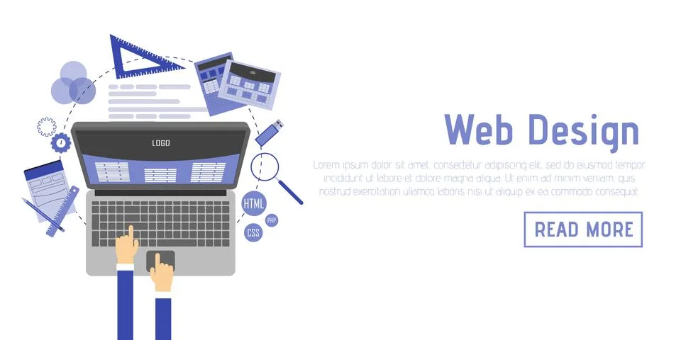 Abstract flat vector illustration of web design and development concepts. E.. 库存插图