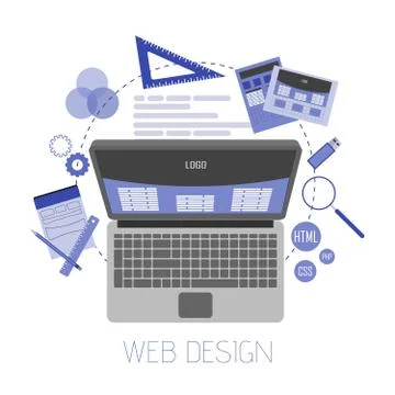 Abstract flat vector illustration of web design and development concepts. E.. Stockillustratie