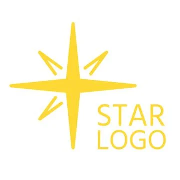 Abstract flat yellow star logo icon single vector Stock Illustration