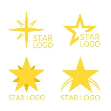 Abstract flat yellow star logo icon vector set Stock Illustration