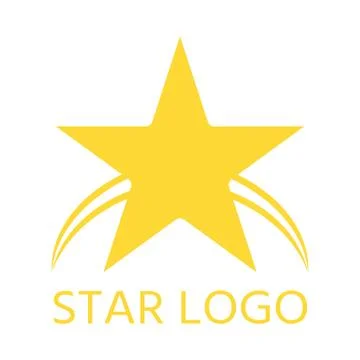 Abstract flat yellow star logo icon closeup vector Stock Illustration