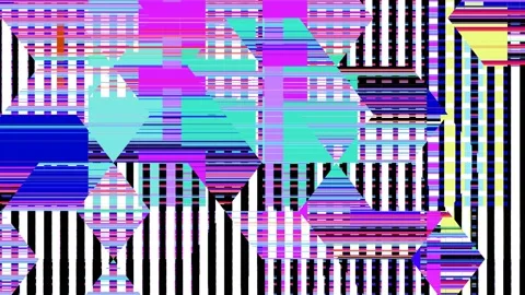 Abstract flickering of lines and shapes in bright colors, experimental film Stock Footage 139459232