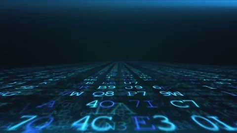 Abstract flight of the camera in the space above the surface of the hexadecimal Stock Footage 81255112