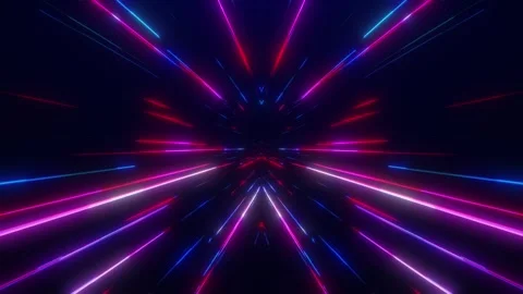 Abstract flight of digital neon particles in hyperwarp space in a tunnel Stock Footage 259882974