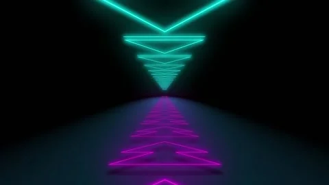 Abstract flight in a futuristic corridor with triangles and audio interface with Stock Footage 116046435