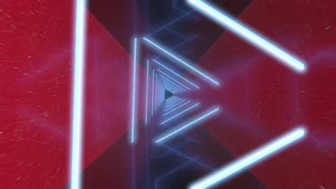 Abstract flight in a futuristic corridor with triangles, seamless loop of 4k bac Stock Footage 150717329