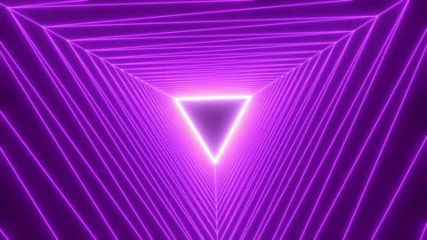 Abstract flight in a futuristic corridor with triangles. Motion. Fluorescent Stock Footage 230180762