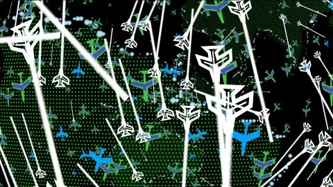 The abstract flight path in all direction around the globe earth 3D rendering Stock Illustration