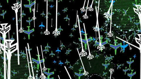 The abstract flight path in all direction around the globe earth 3D rendering Stock Illustration