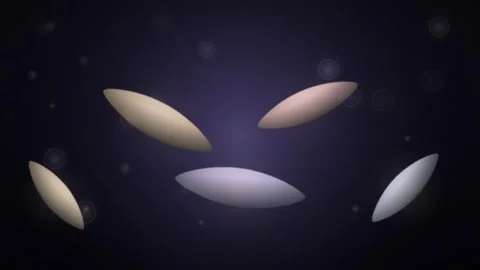 Abstract Floating 3D Ellipsoid Shapes on Dark Purple Background Vídeo Stock 347654937