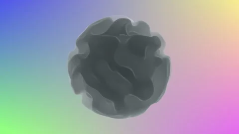 Abstract floating black blob on pastel gradient background, minimal 3D motion Stock Footage 332108383