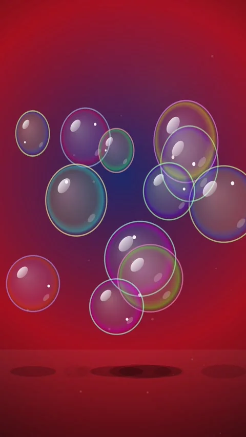 Abstract floating blue bubbles animation on deep red background for modern .. Stock Footage 345494961