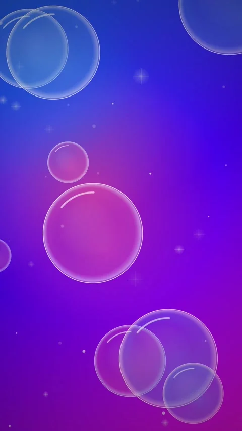 Abstract Floating Bubbles on Purple and Blue Gradient Background Stock Footage 345703646