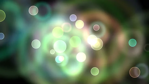 Abstract Floating Bubbles Spinning in Dark Green Stock Footage 139714423