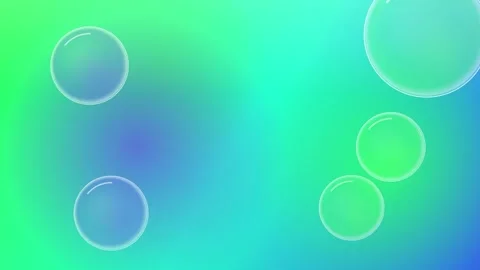 Abstract Floating Bubbles on Vibrant Green and Blue Gradient Background Stock Footage 348124647