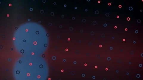 Abstract Floating Circles in Dim Red and Blue Scene Moving Across the Screen Stock Footage 327914704