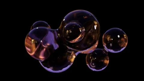 Abstract floating circles with space on a black background. Stock Illustration