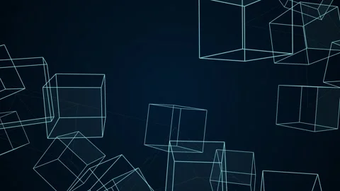 Abstract Floating Data Cubes Motion Graphic Background Stock Footage 345520883