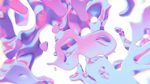 Abstract floating form with iridescent pink and blue hues.. Stock Illustration