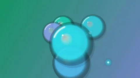 Abstract Floating Glossy Spheres on Soft Teal Gradient Stock Footage 334863338