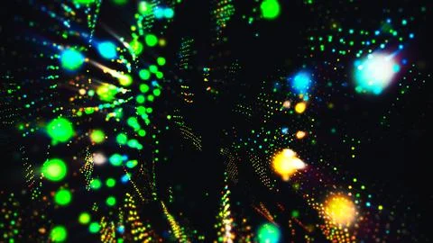 Abstract Floating Green Particle Bokeh Glowing Background Stock Illustration