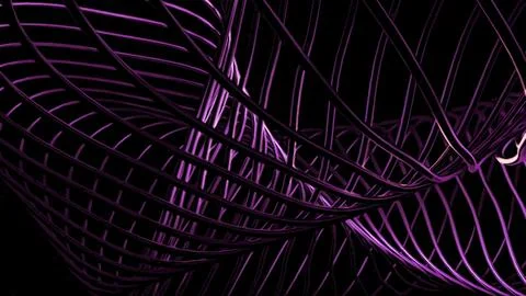Abstract floating metallic twisted rods on a black background. Design. Abstract Stock Illustration