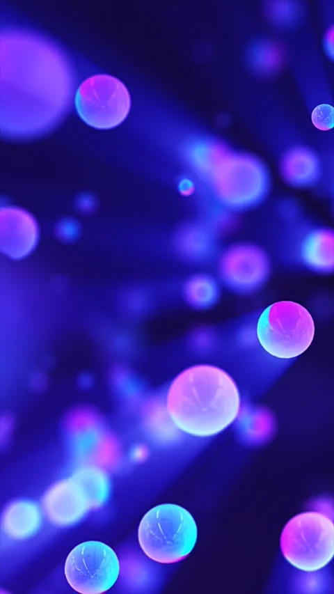 Abstract floating neon bubbles in purple and blue tones with soft bokeh dep.. Stock Footage 329188303