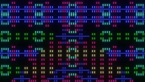 Abstract floating pixel neon pattern Video stock 171315792