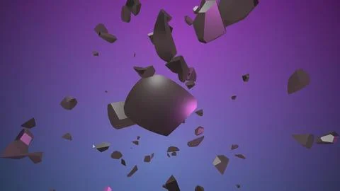 Abstract floating shattered fragments on gradient background Stock Illustration