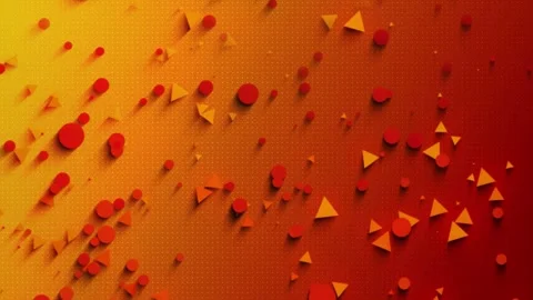 Abstract Floating Triangles and Circles Motion Background on Warm Red and Y.. 스톡 동영상 346583598