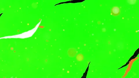 Abstract floating white and orange shapes with glowing particles on green screen Vídeo Stock 338388387