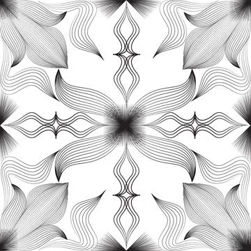 Abstract floral arabesque seamless pattern. Arabic line ornament with flower Stock Illustration