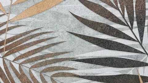 Abstract Floral Background featuring Palm Fronds and Cement Texture Stock Footage 331120305