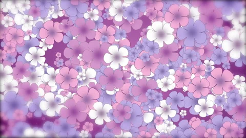 Abstract floral background. Flying of small pink and purple flowers. Stock Footage 236587767