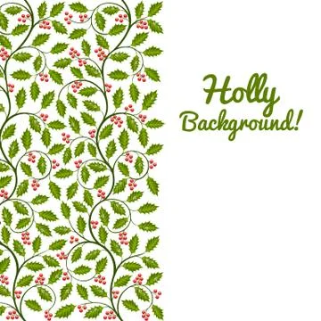 Abstract floral background with holly Stock Illustration