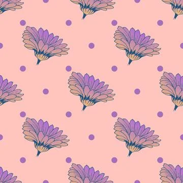 Abstract floral background. Pattern with flowers. Pink background with lilac  Stock Illustration