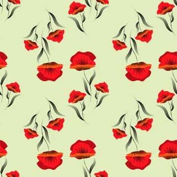 Abstract Floral background. Seamless pattern with poppy Stock Illustration