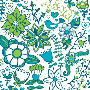 Abstract floral background, summer theme seamless pattern,  wallpaper, summer Stock Illustration