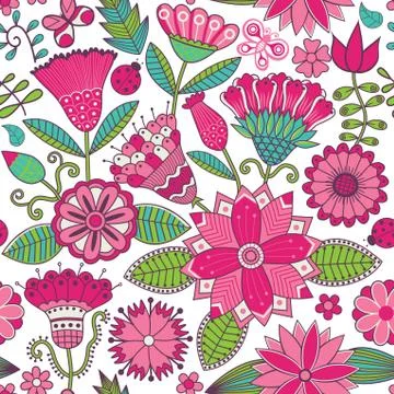 Abstract floral background, summer theme seamless pattern,  wallpaper, summer Stock Illustration